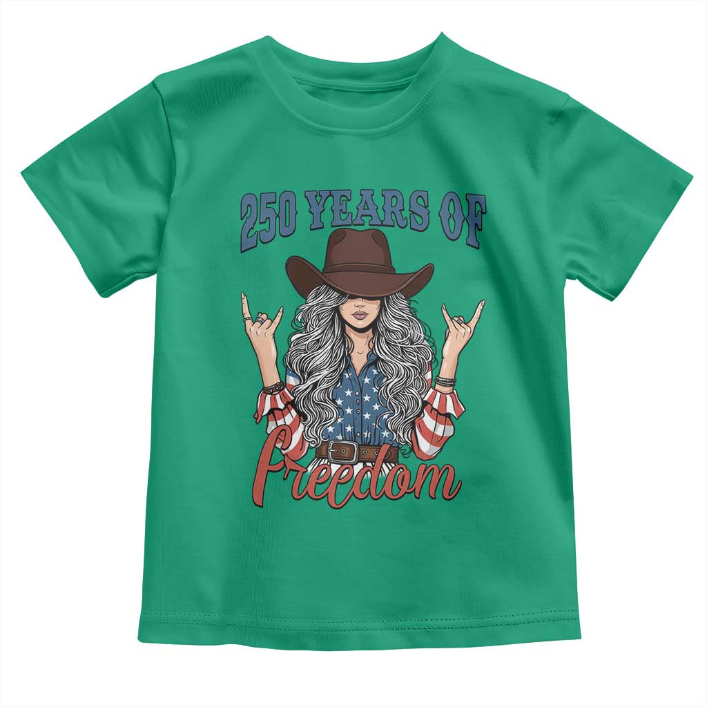 250th Anniversary USA Toddler T Shirt Western Cowgirl American Flag 4th of July TS14 Irish Green Print Your Wear