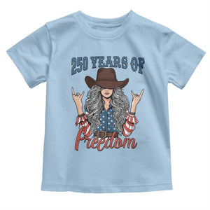 250th Anniversary USA Toddler T Shirt Western Cowgirl American Flag 4th of July TS14 Light Blue Print Your Wear