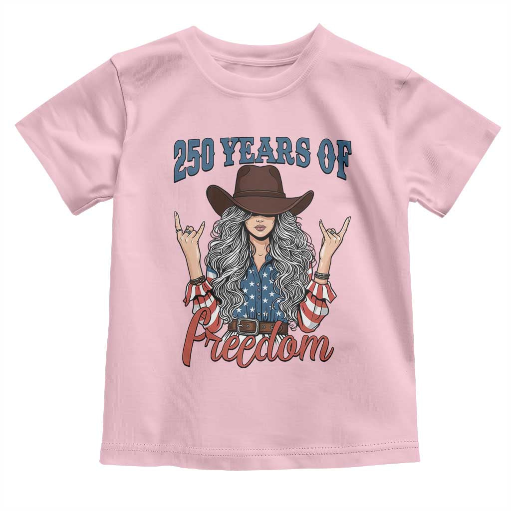 250th Anniversary USA Toddler T Shirt Western Cowgirl American Flag 4th of July TS14 Light Pink Print Your Wear