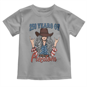 250th Anniversary USA Toddler T Shirt Western Cowgirl American Flag 4th of July TS14 Sport Gray Print Your Wear