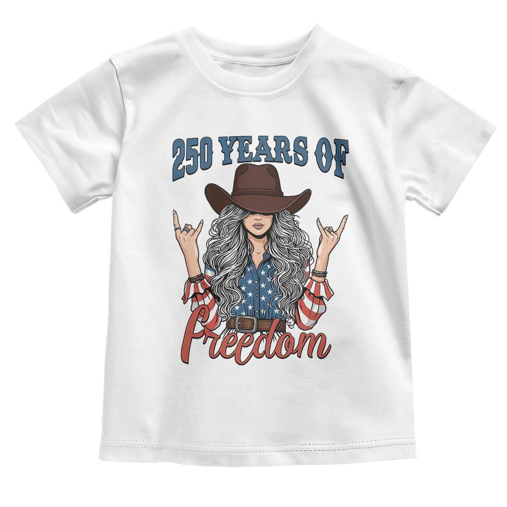 America 250th Anniversary Toddler T Shirt Western Cowgirl American Flag 4th of July TS14 White Print Your Wear