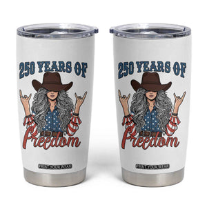 250th Anniversary USA Tumbler Cup Western Cowgirl American Flag 4th of July TS14 White Print Your Wear