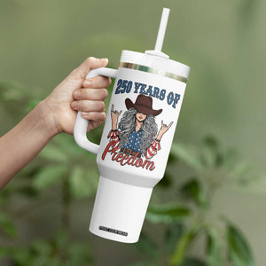 250th Anniversary USA Tumbler With Handle Western Cowgirl American Flag 4th of July TS14 Print Your Wear