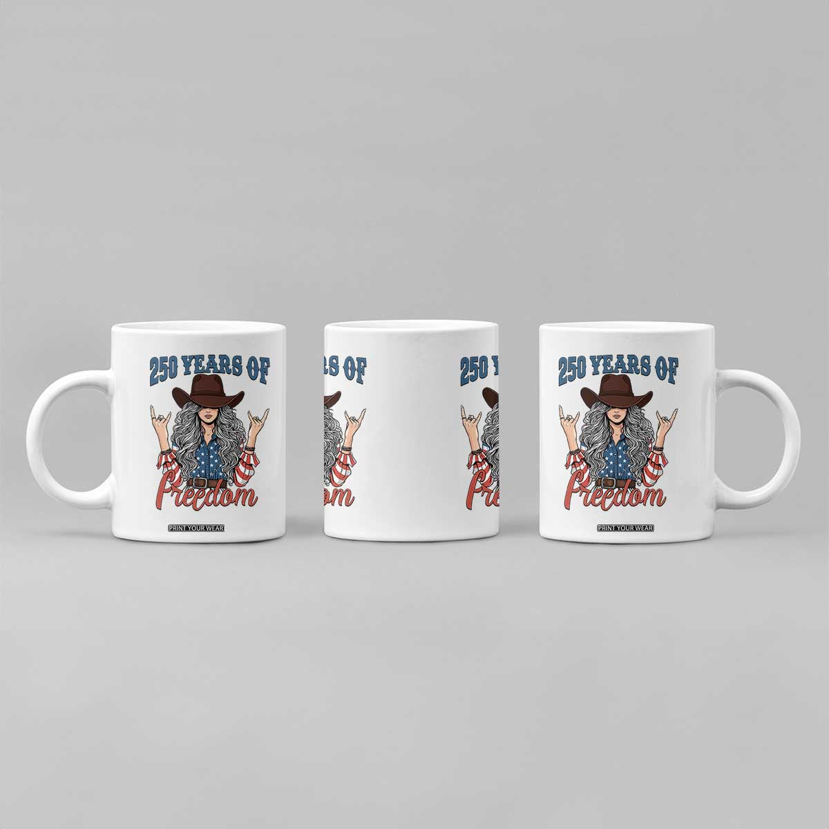 250th Anniversary USA Coffee Mug Western Cowgirl American Flag 4th of July TS14 Print Your Wear