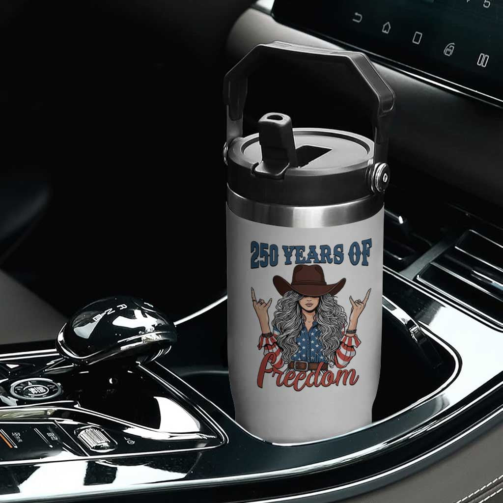 250th Anniversary USA Flip Straw Tumbler Western Cowgirl American Flag 4th of July TS14 Print Your Wear