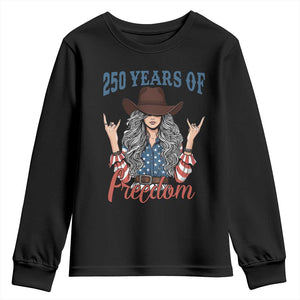 250th Anniversary USA Youth Sweatshirt Western Cowgirl American Flag 4th of July TS14 Black Print Your Wear