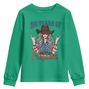 250th Anniversary USA Youth Sweatshirt Western Cowgirl American Flag 4th of July TS14 Irish Green Print Your Wear