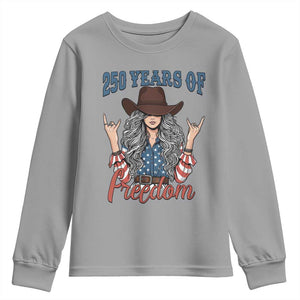 250th Anniversary USA Youth Sweatshirt Western Cowgirl American Flag 4th of July TS14 Sport Gray Print Your Wear