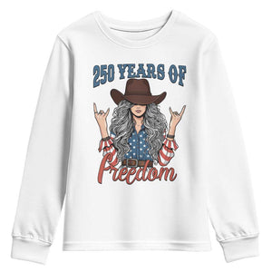250th Anniversary USA Youth Sweatshirt Western Cowgirl American Flag 4th of July TS14 White Print Your Wear