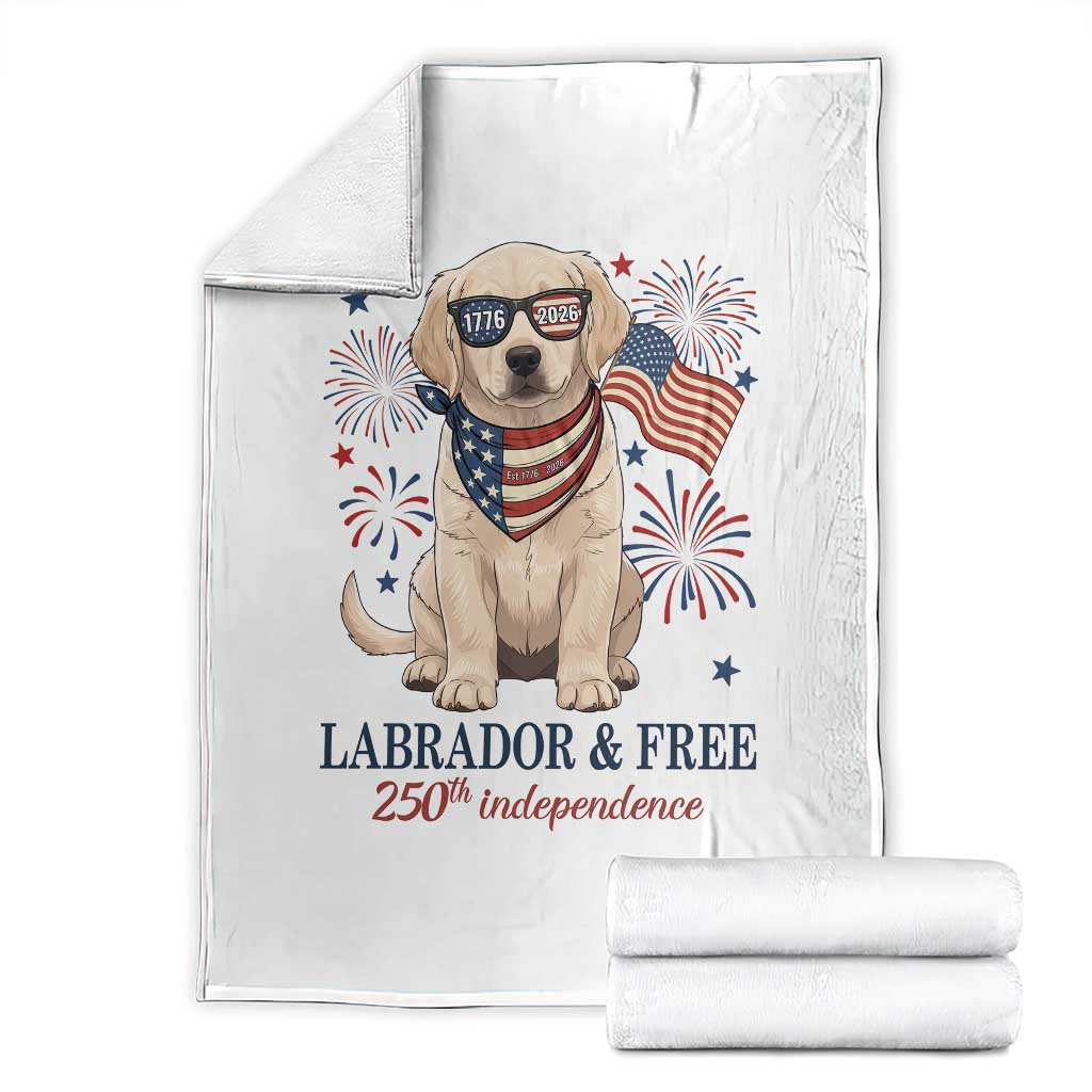 250th America Anniversary Throw Blanket Labrador Retriever American Flag 4th of July TS14 White Print Your Wear