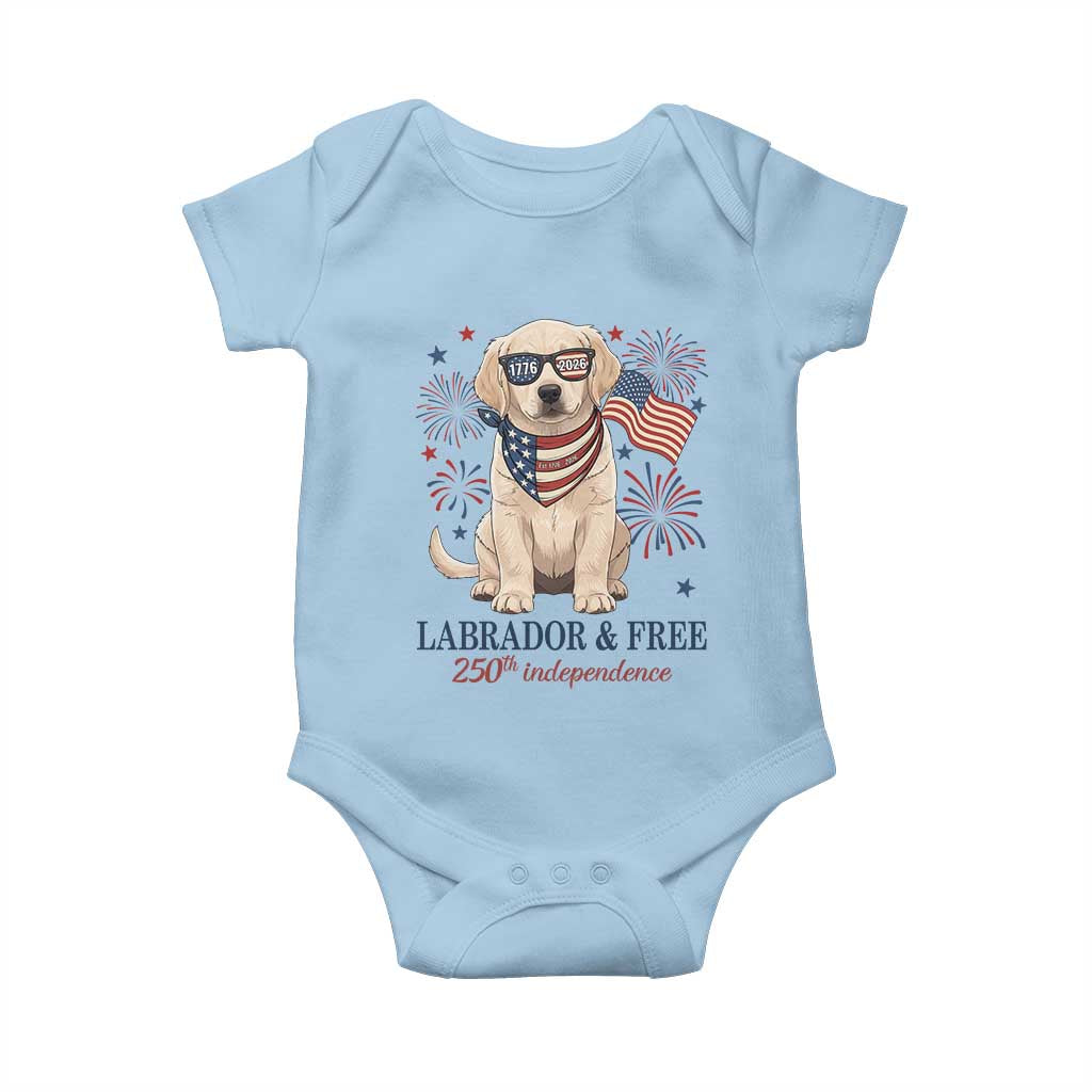 250th Anniversary USA Baby Onesie Labrador Retriever American Flag 4th of July TS14 Light Blue Print Your Wear