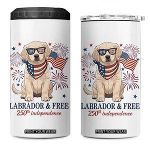 250th Anniversary USA 4 in 1 Can Cooler Tumbler Labrador Retriever American Flag 4th of July TS14 One Size: 16 oz White Print Your Wear