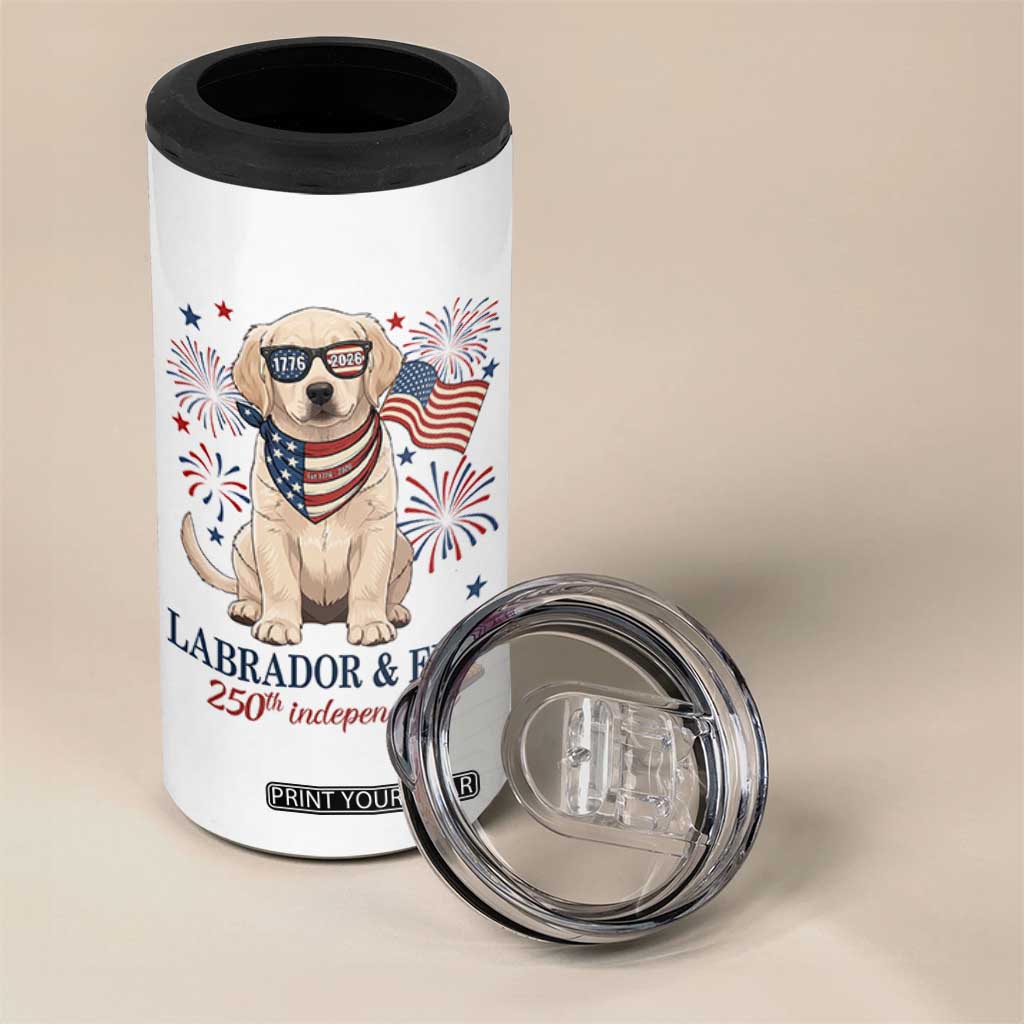 250th Anniversary USA 4 in 1 Can Cooler Tumbler Labrador Retriever American Flag 4th of July TS14 Print Your Wear