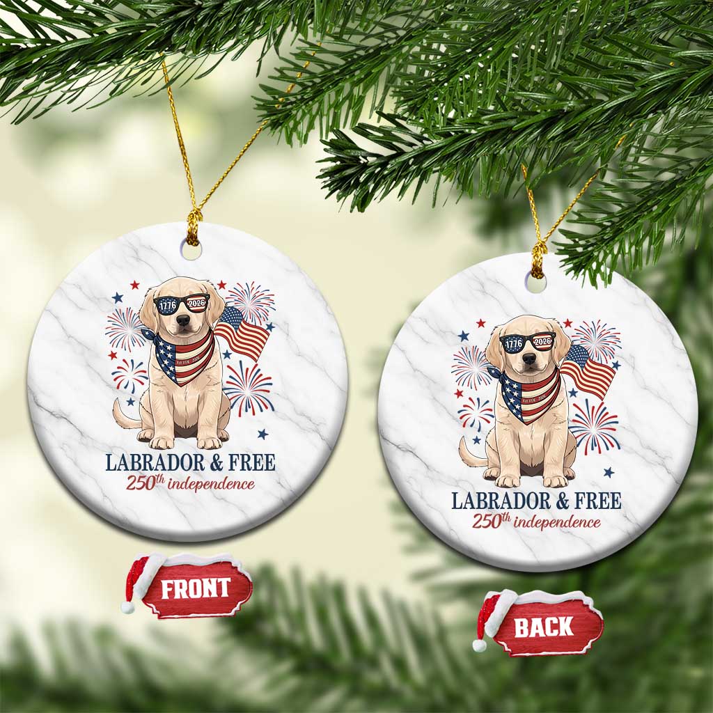 250th America Anniversary Ceramic Ornament Labrador Retriever American Flag 4th of July TS14 1pc White Marble Print Your Wear