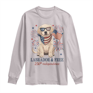 250th Anniversary USA Long Sleeve Shirt Labrador Retriever American Flag 4th of July TS14 Ice Gray Print Your Wear