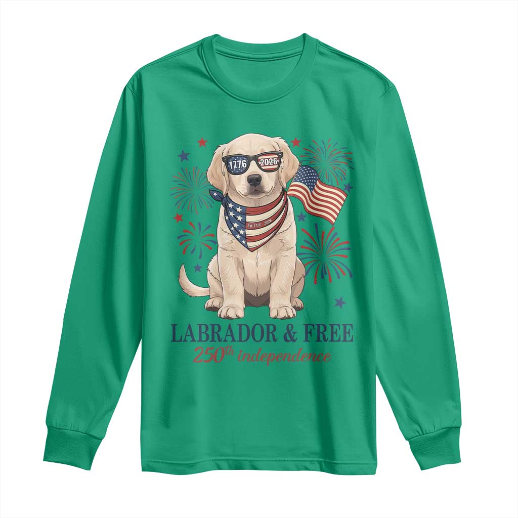250th Anniversary USA Long Sleeve Shirt Labrador Retriever American Flag 4th of July TS14 Irish Green Print Your Wear