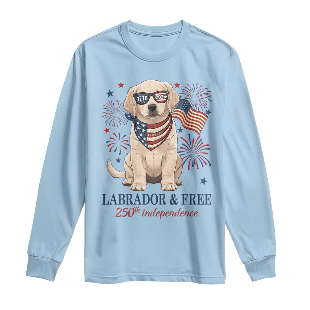 250th Anniversary USA Long Sleeve Shirt Labrador Retriever American Flag 4th of July TS14 Light Blue Print Your Wear