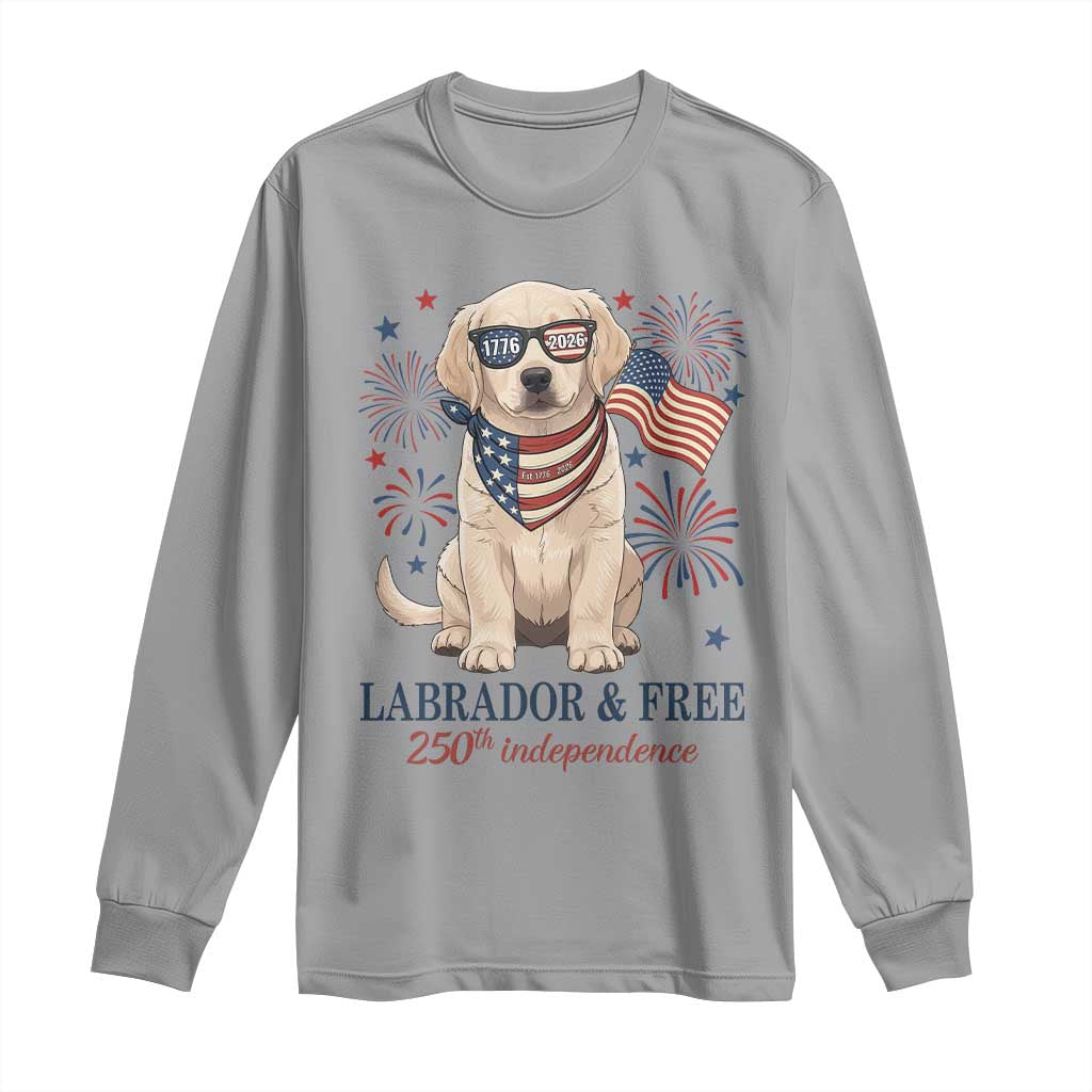 250th Anniversary USA Long Sleeve Shirt Labrador Retriever American Flag 4th of July TS14 Sport Gray Print Your Wear