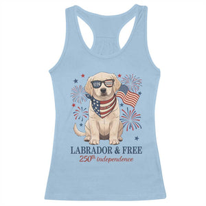 250th Anniversary USA Racerback Tank Top Labrador Retriever American Flag 4th of July TS14 Light Blue Print Your Wear