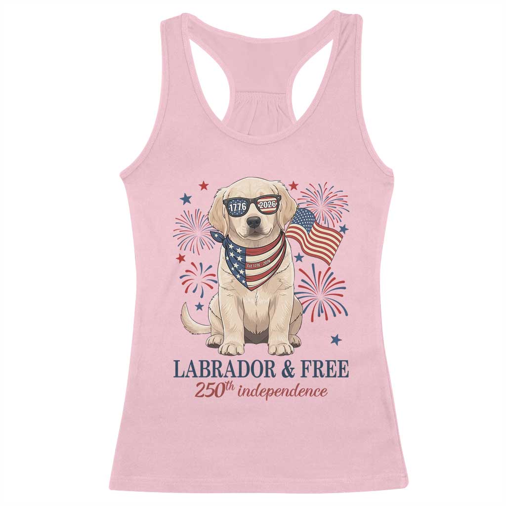 250th Anniversary USA Racerback Tank Top Labrador Retriever American Flag 4th of July TS14 Light Pink Print Your Wear