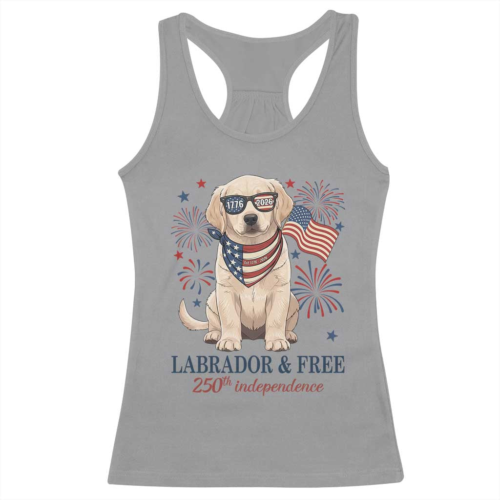 250th Anniversary USA Racerback Tank Top Labrador Retriever American Flag 4th of July TS14 Sport Gray Print Your Wear