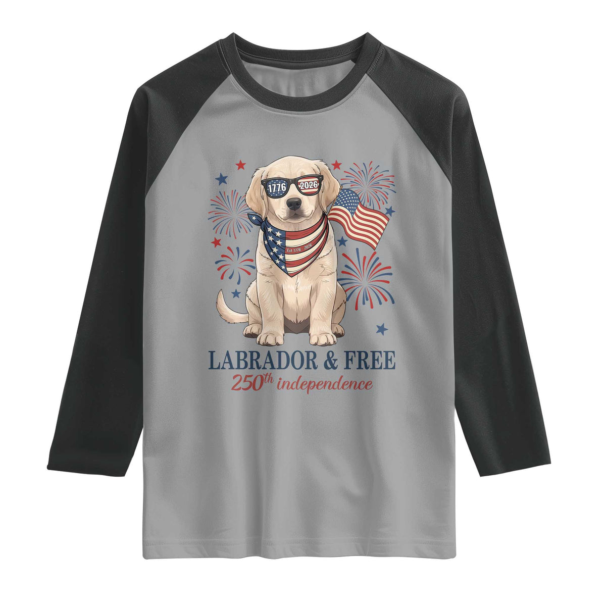 250th America Anniversary Raglan Shirt Labrador Retriever American Flag 4th of July TS14 Sport Gray Black Print Your Wear