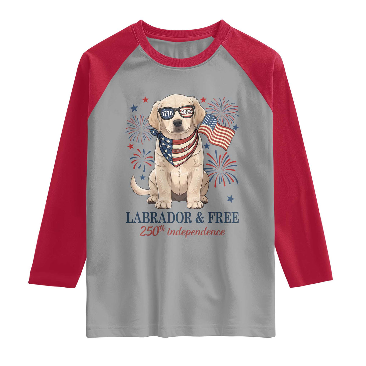 250th America Anniversary Raglan Shirt Labrador Retriever American Flag 4th of July TS14 Sport Gray Red Print Your Wear