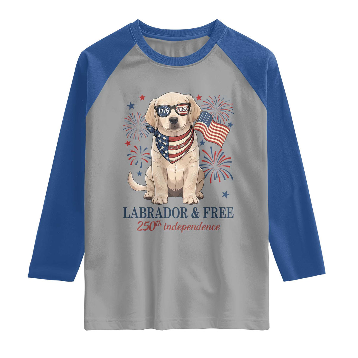 250th America Anniversary Raglan Shirt Labrador Retriever American Flag 4th of July TS14 Sport Gray Royal Print Your Wear