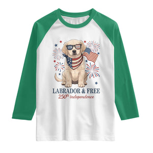 250th America Anniversary Raglan Shirt Labrador Retriever American Flag 4th of July TS14 White Kelly Green Print Your Wear