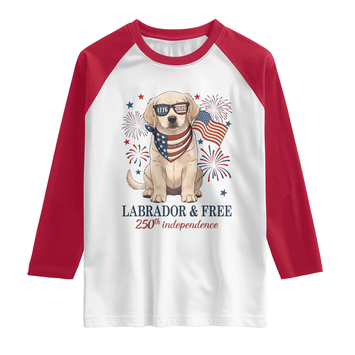 250th America Anniversary Raglan Shirt Labrador Retriever American Flag 4th of July TS14 White Red Print Your Wear