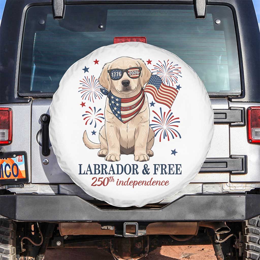 250th America Anniversary Spare Tire Cover Labrador Retriever American Flag 4th of July TS14 No hole White Print Your Wear