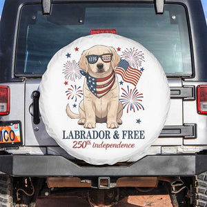 250th America Anniversary Spare Tire Cover Labrador Retriever American Flag 4th of July TS14 No hole White Print Your Wear