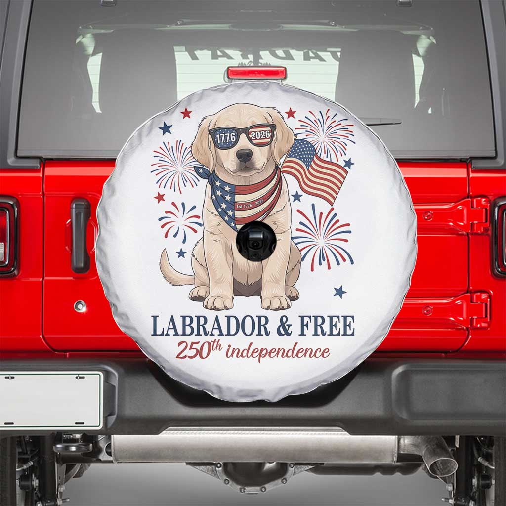 250th America Anniversary Spare Tire Cover Labrador Retriever American Flag 4th of July TS14 White Print Your Wear