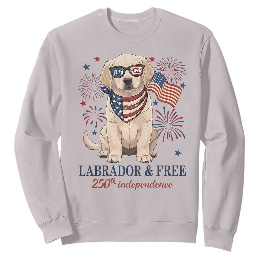 250th Anniversary USA Sweatshirt Labrador Retriever American Flag 4th of July TS14 Ice Gray Print Your Wear