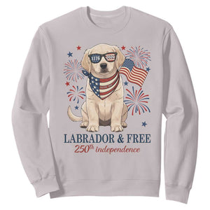 250th Anniversary USA Sweatshirt Labrador Retriever American Flag 4th of July TS14 Ice Gray Print Your Wear