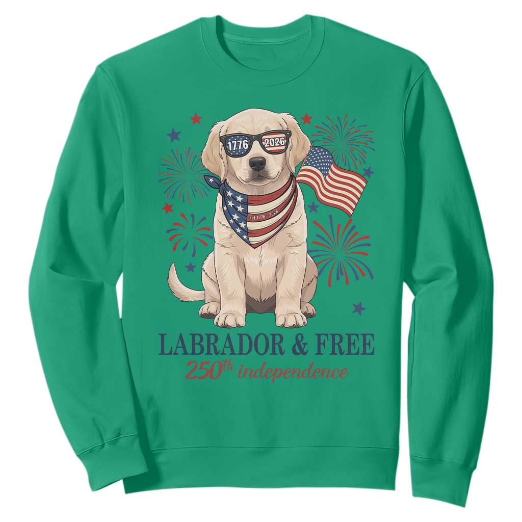250th Anniversary USA Sweatshirt Labrador Retriever American Flag 4th of July TS14 Irish Green Print Your Wear