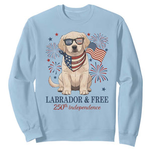 250th Anniversary USA Sweatshirt Labrador Retriever American Flag 4th of July TS14 Light Blue Print Your Wear