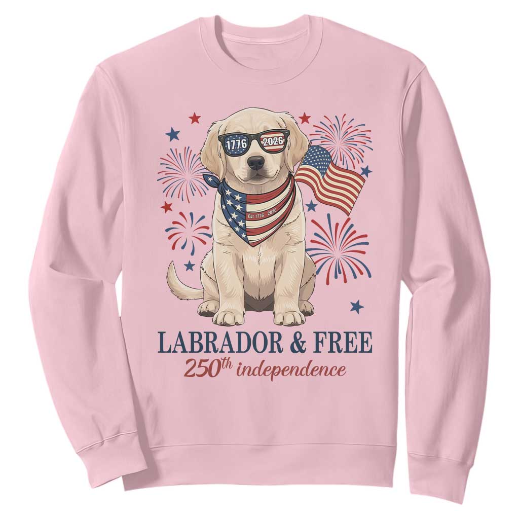 250th Anniversary USA Sweatshirt Labrador Retriever American Flag 4th of July TS14 Light Pink Print Your Wear