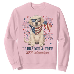 250th Anniversary USA Sweatshirt Labrador Retriever American Flag 4th of July TS14 Light Pink Print Your Wear