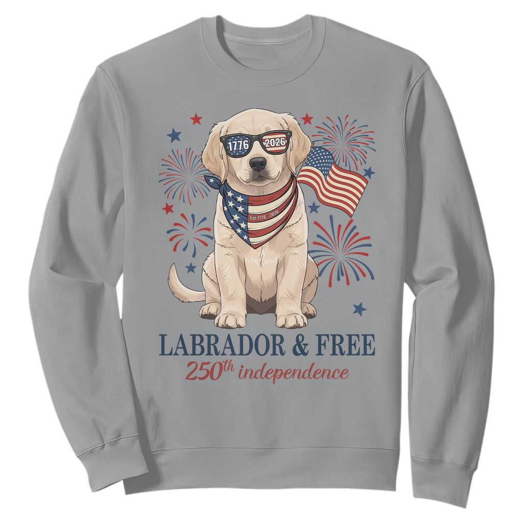 250th Anniversary USA Sweatshirt Labrador Retriever American Flag 4th of July TS14 Sport Gray Print Your Wear