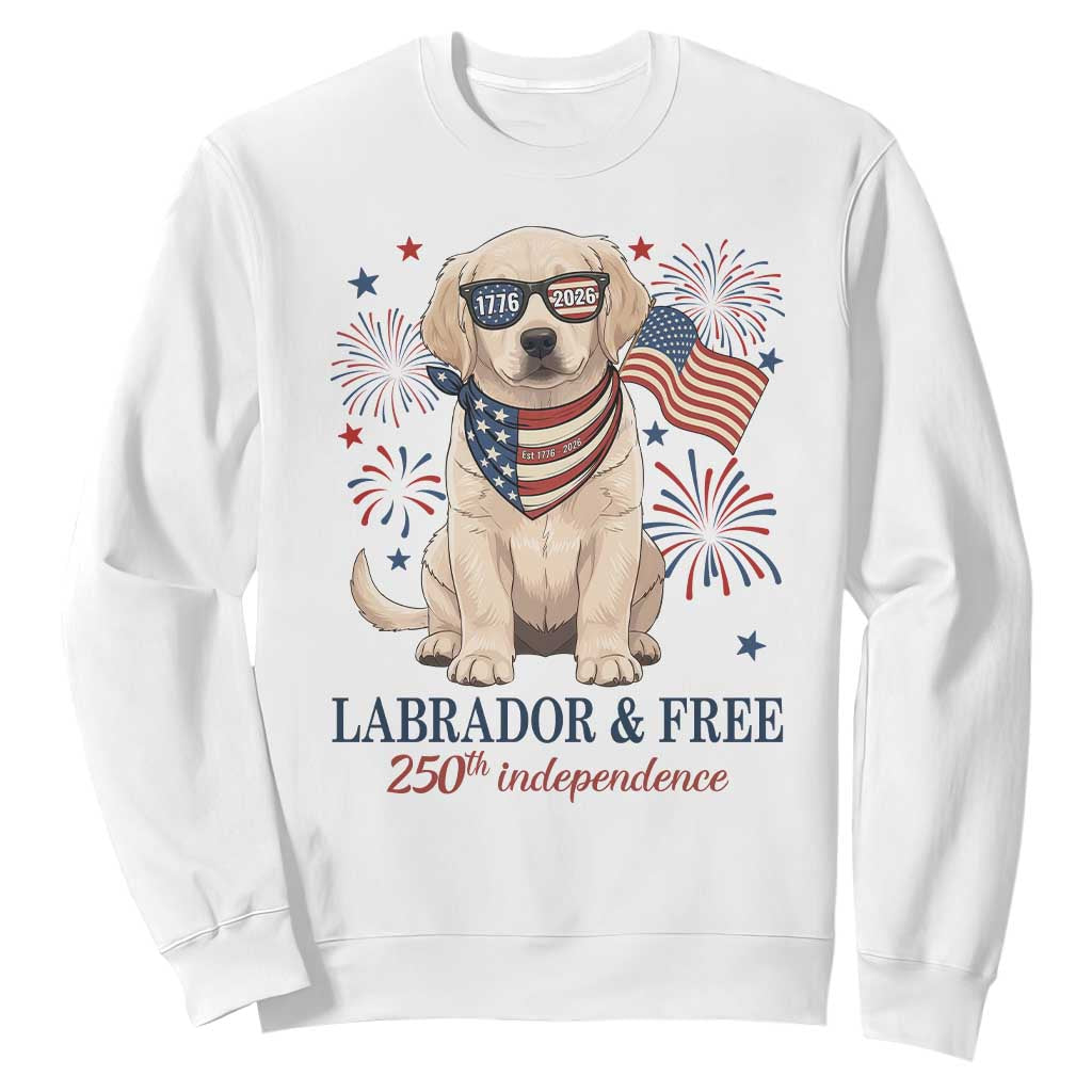 250th America Anniversary Sweatshirt Labrador Retriever American Flag 4th of July TS14 White Print Your Wear