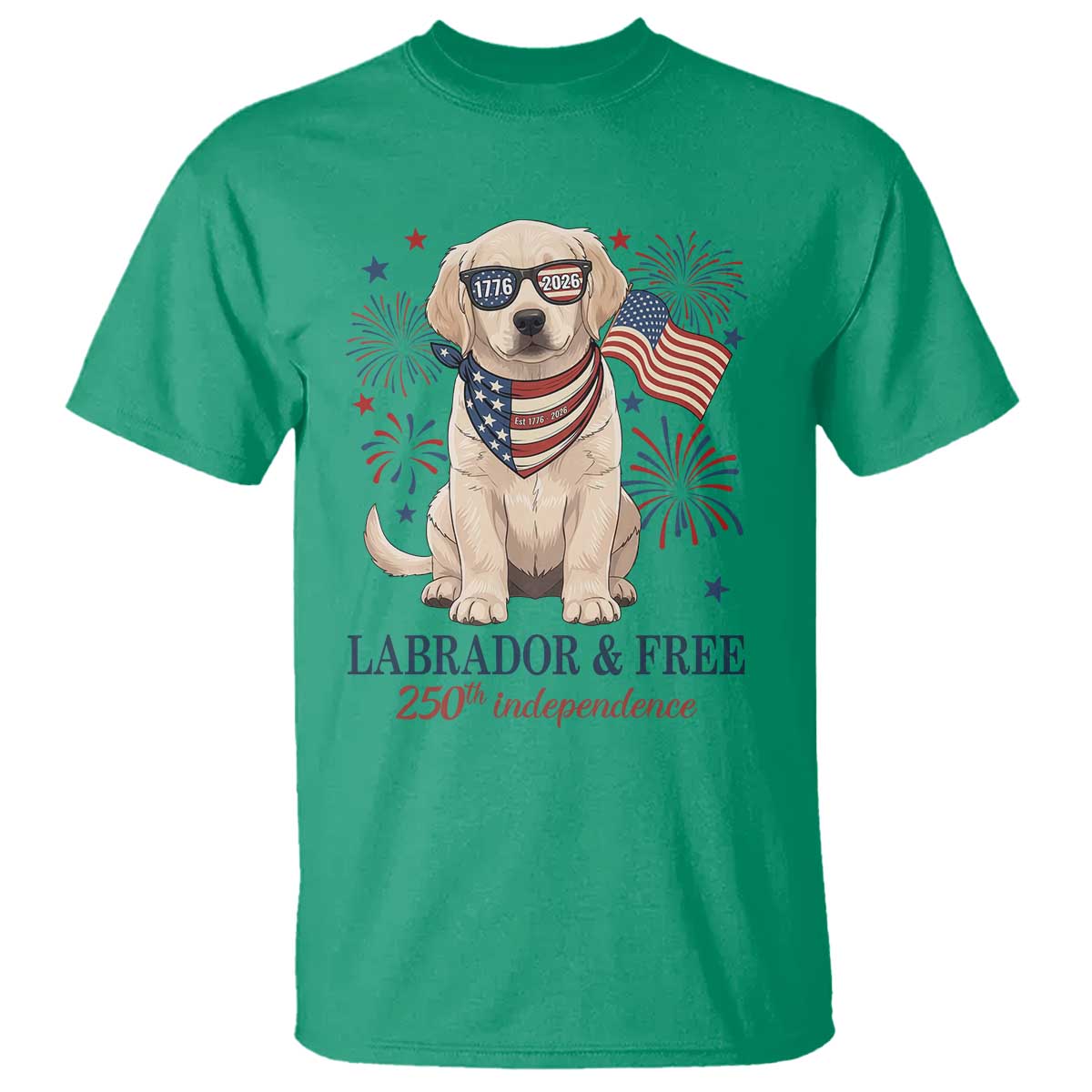 250th Anniversary USA T Shirt Labrador Retriever American Flag 4th of July TS14 Irish Green Print Your Wear