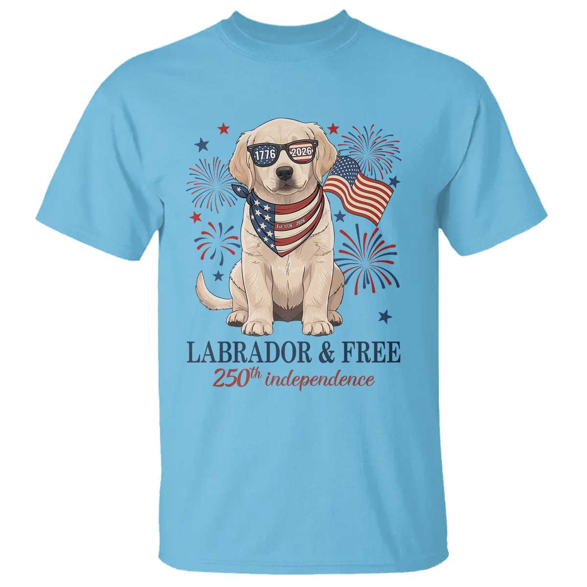 250th Anniversary USA T Shirt Labrador Retriever American Flag 4th of July TS14 Sky Print Your Wear