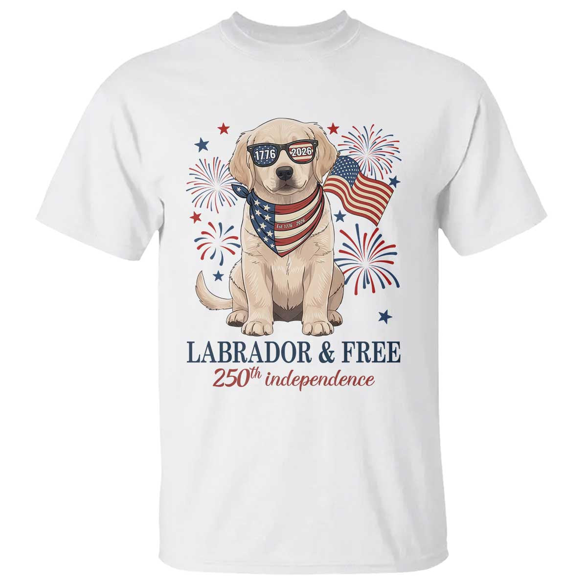 250th America Anniversary T Shirt Labrador Retriever American Flag 4th of July TS14 White Print Your Wear