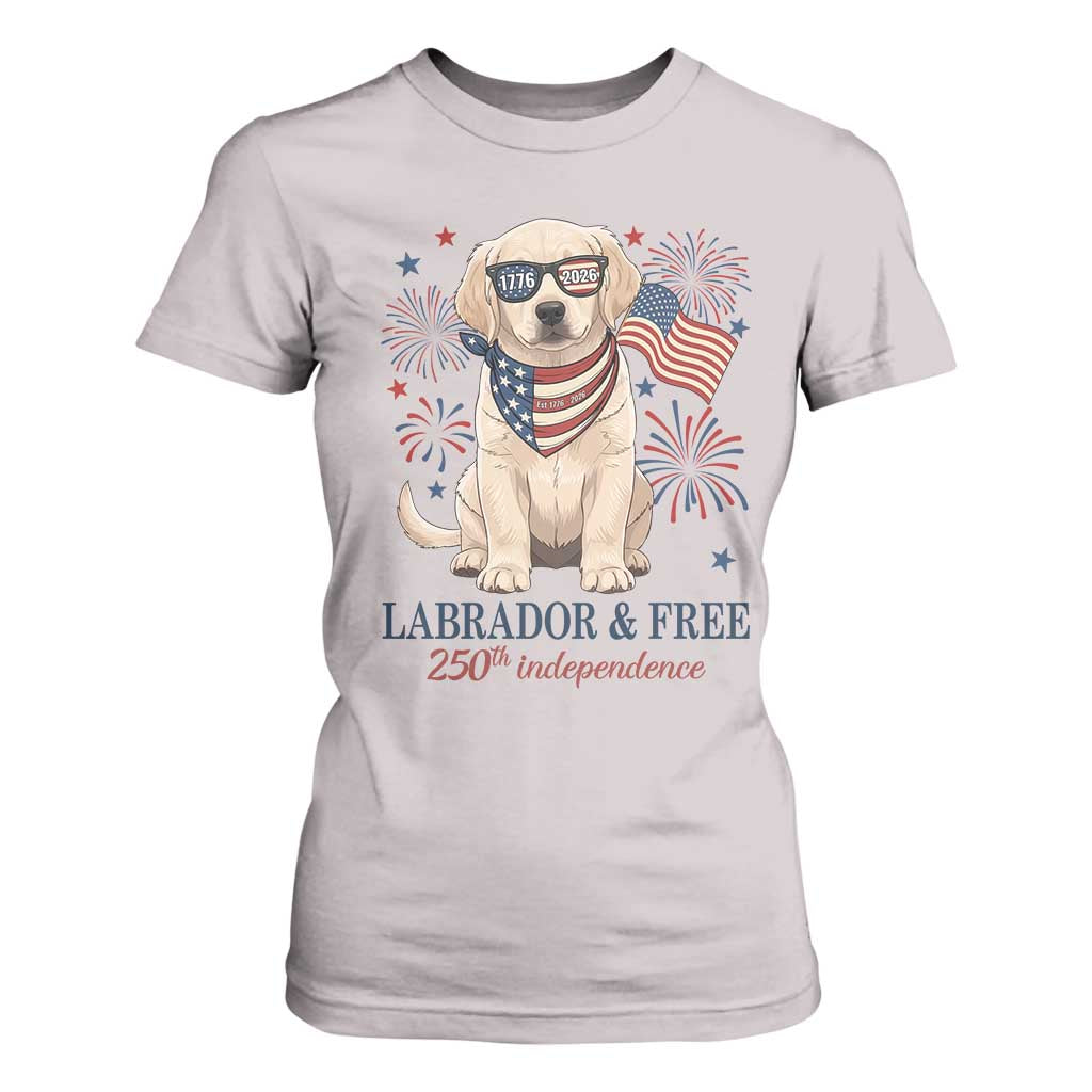 250th Anniversary USA T Shirt For Women Labrador Retriever American Flag 4th of July TS14 Ice Gray Print Your Wear