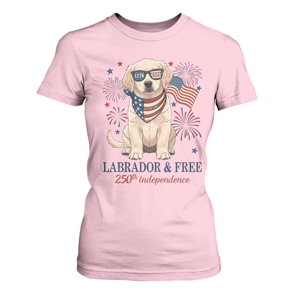 250th Anniversary USA T Shirt For Women Labrador Retriever American Flag 4th of July TS14 Light Pink Print Your Wear