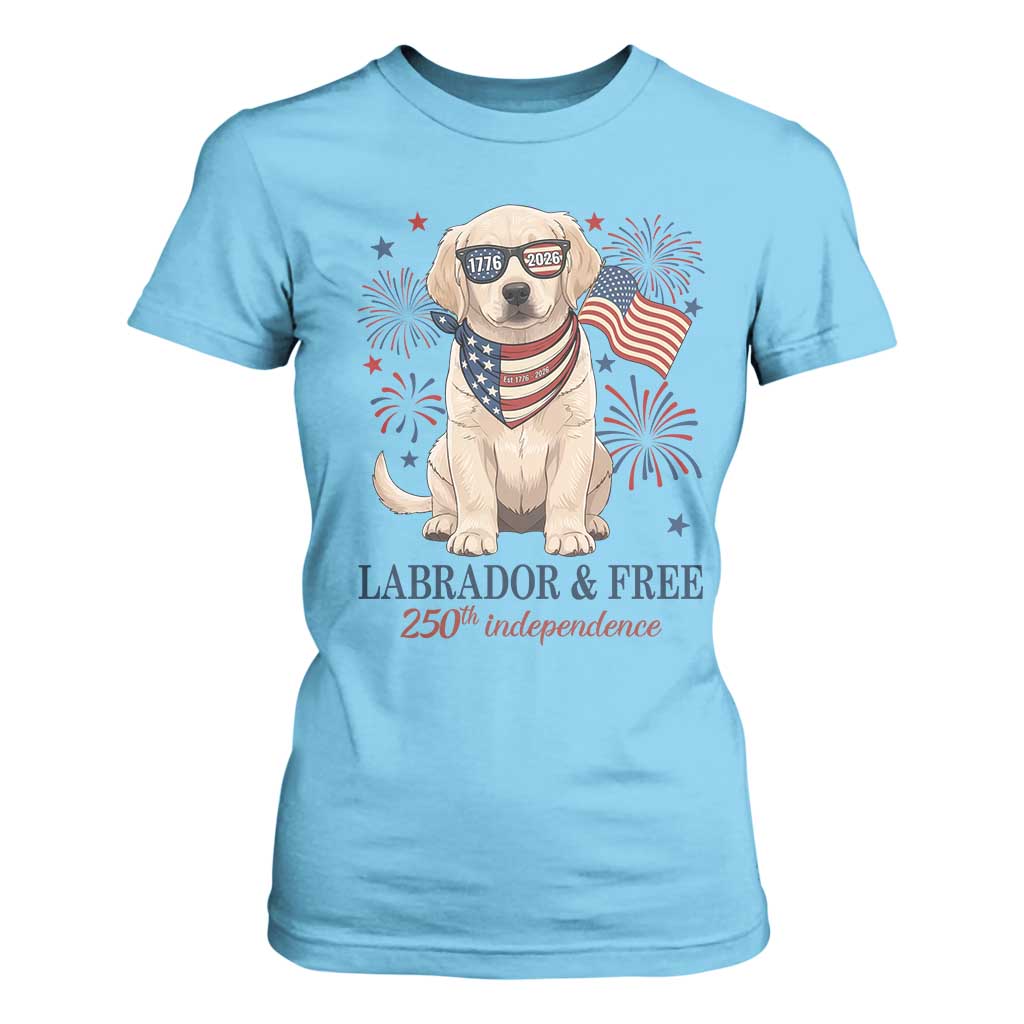 250th Anniversary USA T Shirt For Women Labrador Retriever American Flag 4th of July TS14 Sky Print Your Wear
