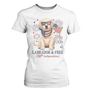 250th Anniversary USA T Shirt For Women Labrador Retriever American Flag 4th of July TS14 White Print Your Wear
