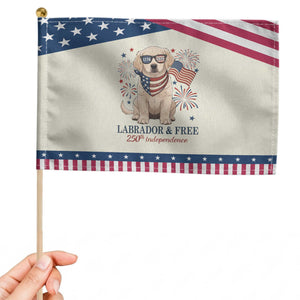 250th Anniversary USA Patriotic Handheld Flag Labrador Retriever American Flag 4th of July TS14 Modern 8.2" × 5.5" Beige Blue Print Your Wear
