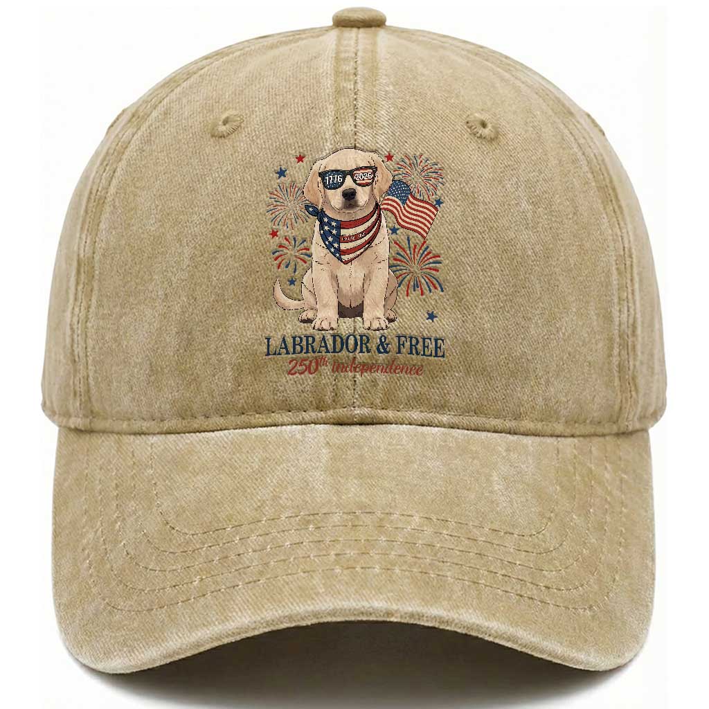 250th America Anniversary Washed Cotton Baseball Cap Labrador Retriever American Flag 4th of July TS14 Print Your Wear